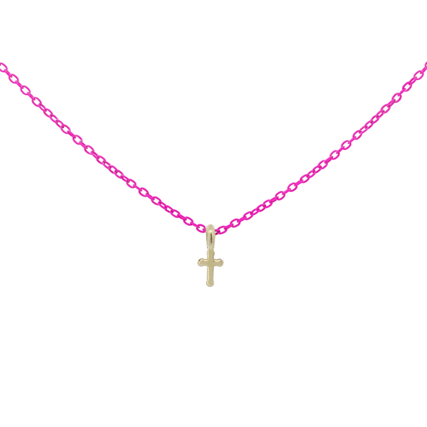 Girocollo croce Fucsia fluo - ORO18KT