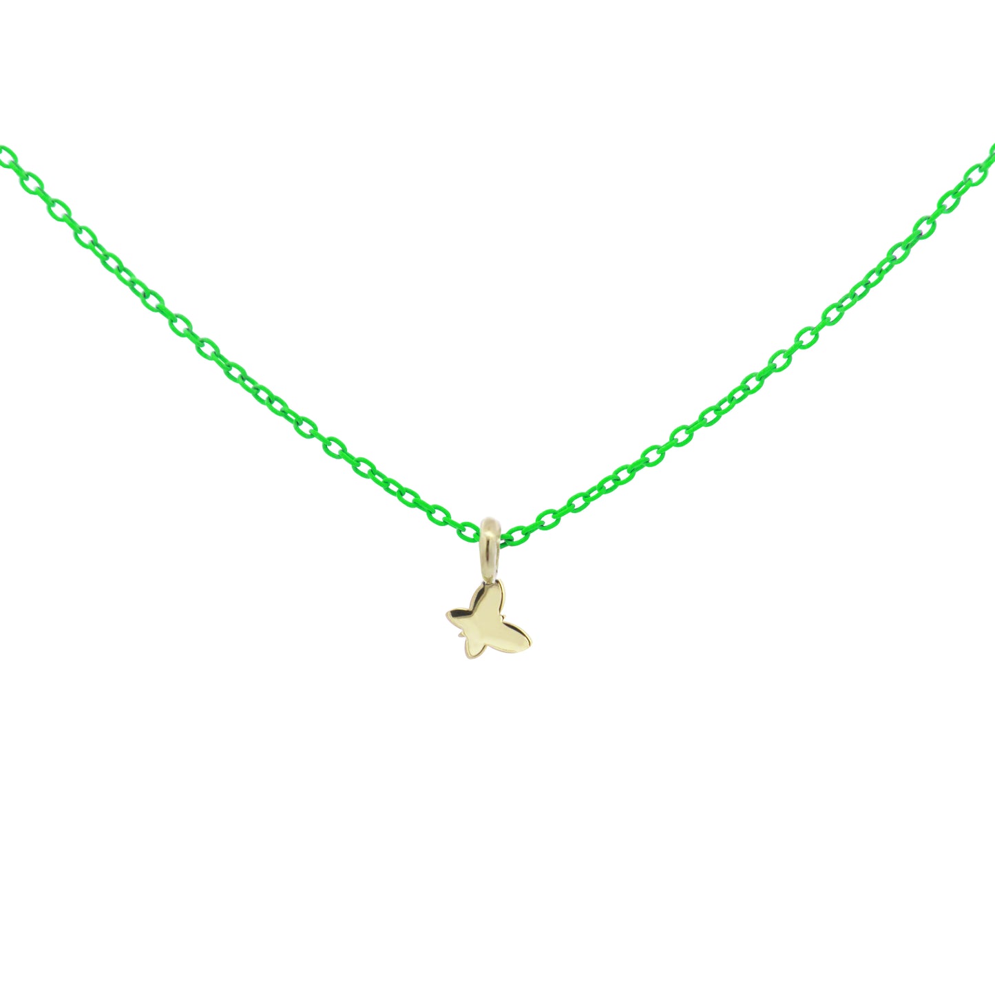 Girocollo farfalla Verde fluo - ORO18KT