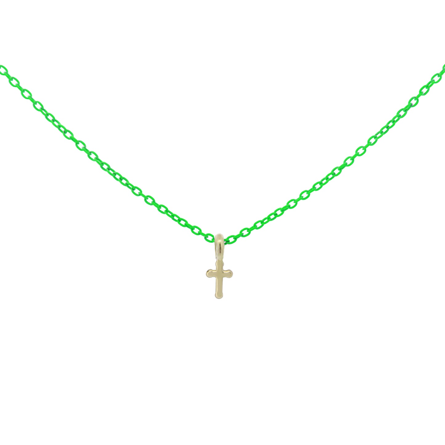 Girocollo croce Verde fluo - ORO18KT