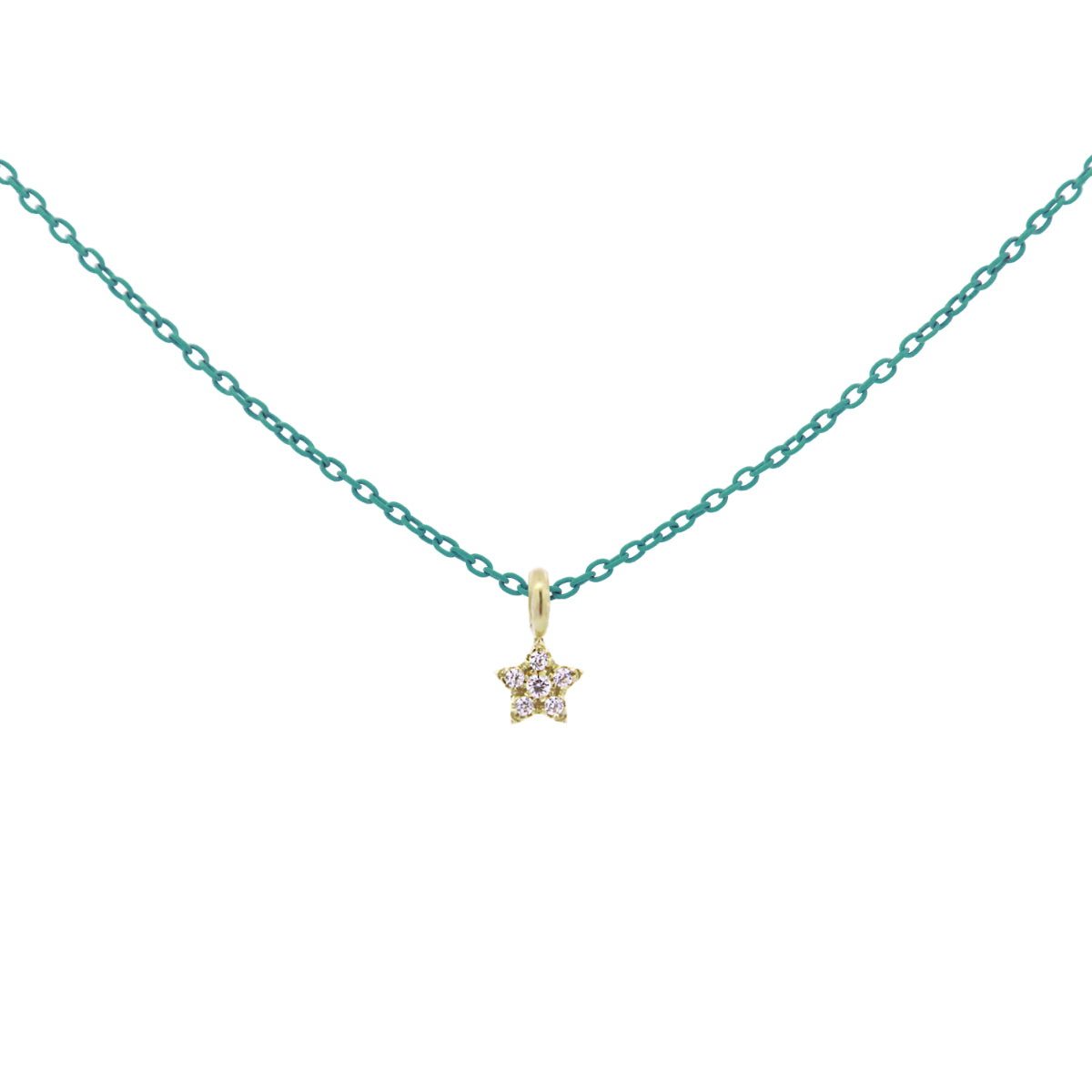 Girocollo stella catena con vernice e Diamanti Lab Grown - ORO18KT