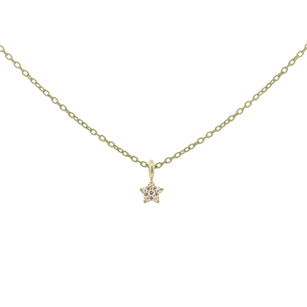 Girocollo stella catena con vernice e Diamanti Lab Grown - ORO18KT