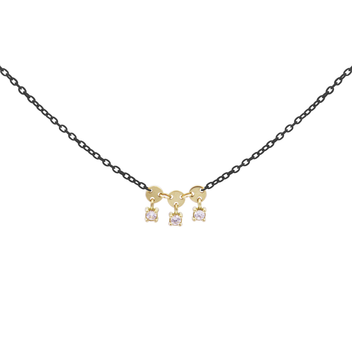 Girocollo tre castoni catena con vernice e Diamanti Lab Grown - ORO18KT