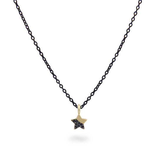 Girocollo Stella diamanti black e catena con vernice - ORO18KT