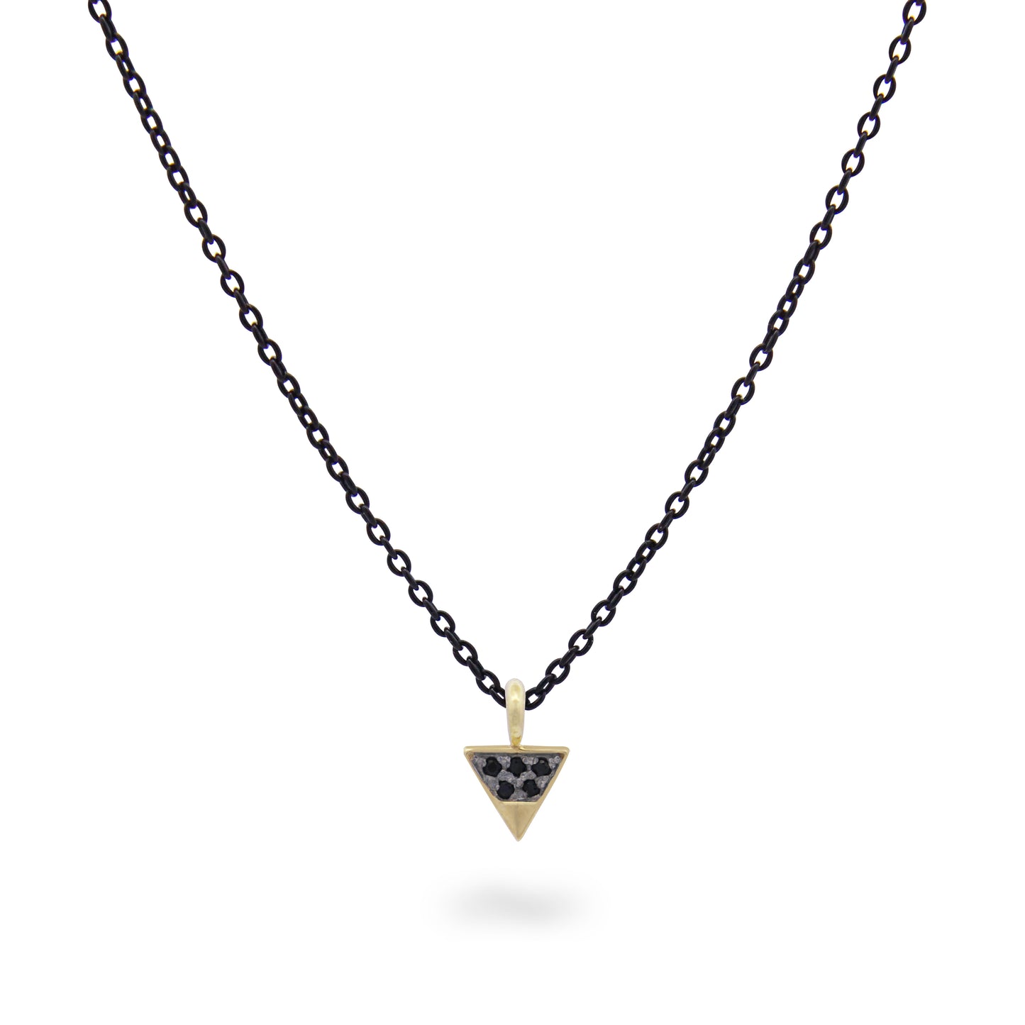 Girocollo Triangolo diamanti black e catena con vernice - ORO18KT