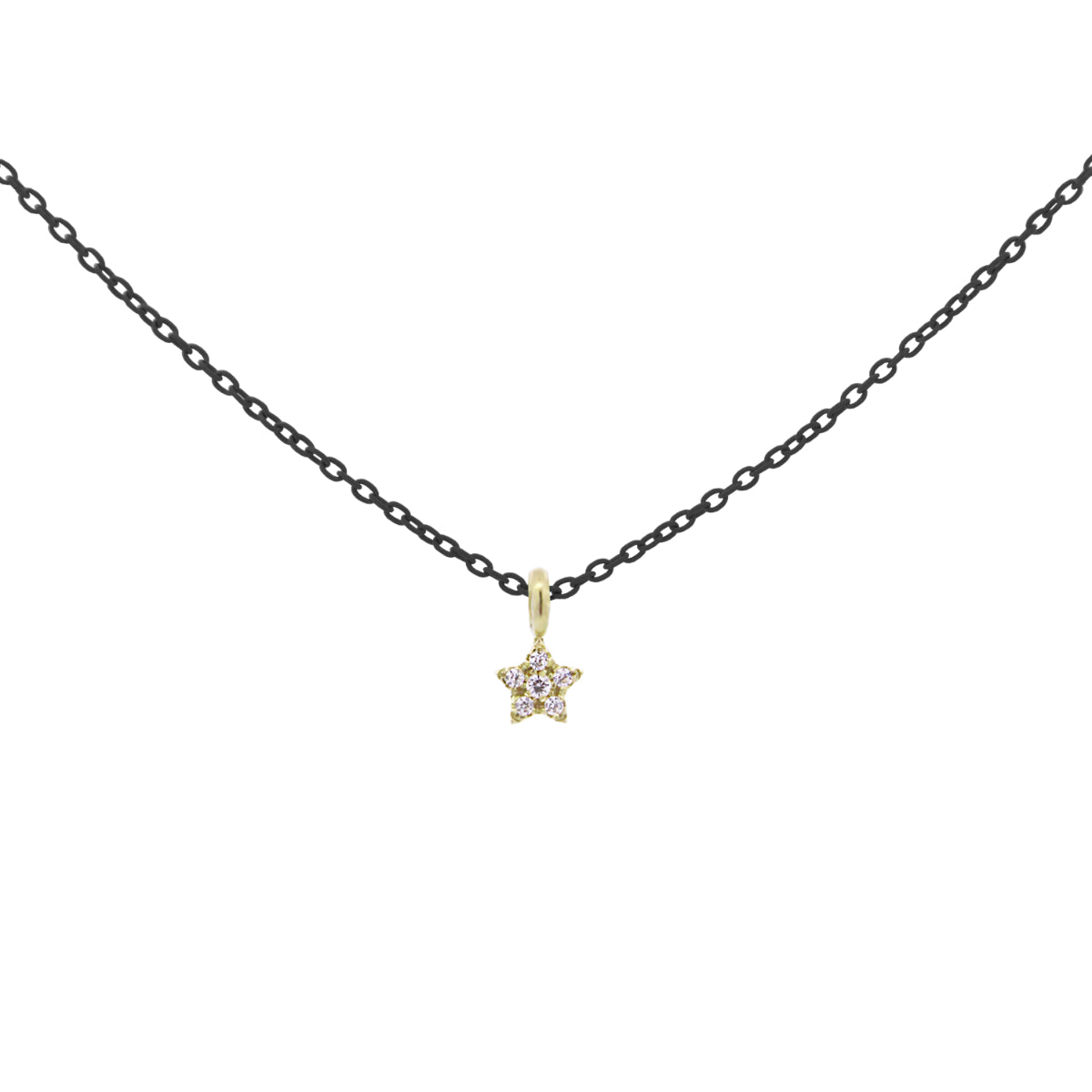 Girocollo stella catena con vernice e Diamanti Lab Grown - ORO18KT