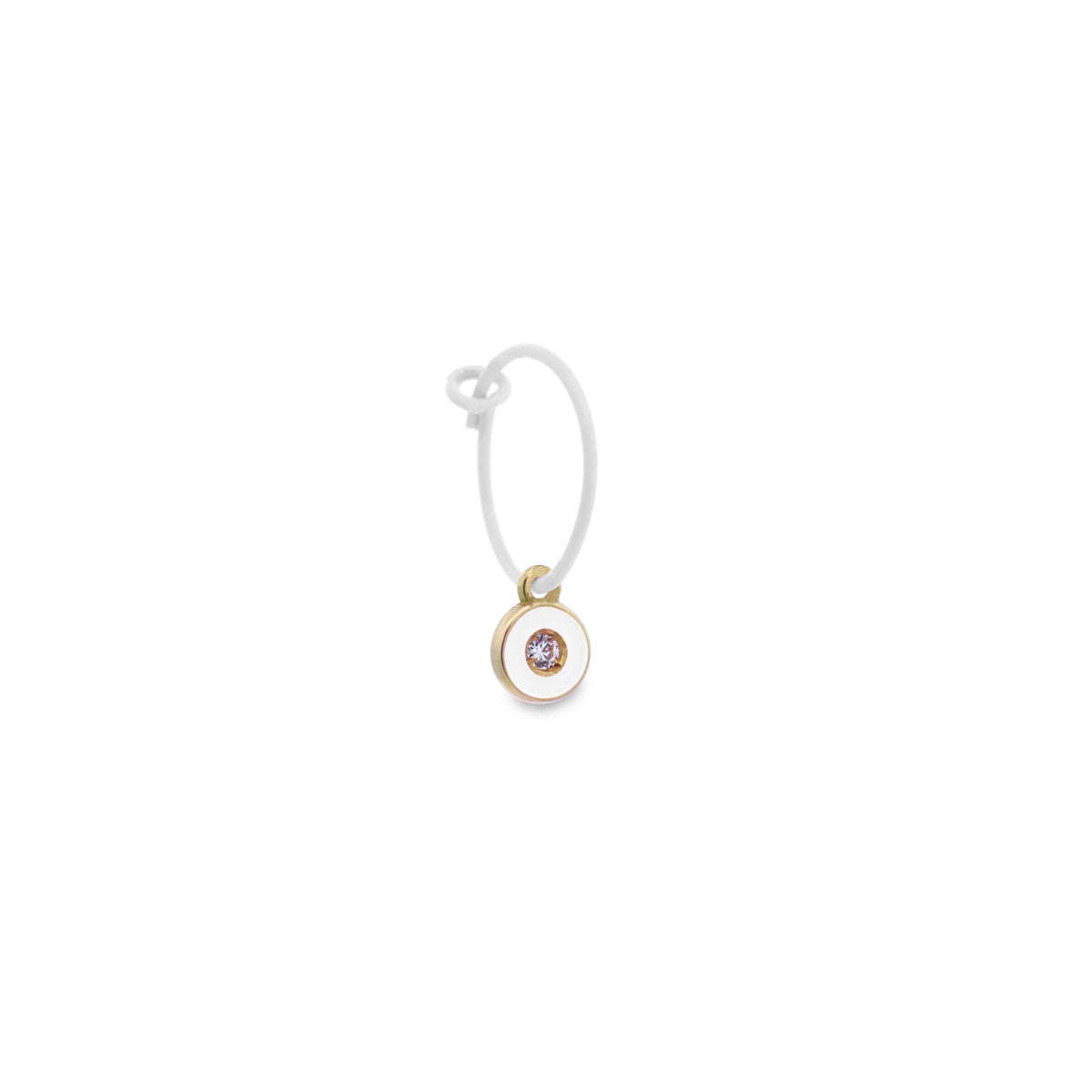 Mono-orecchino Diamond DOT hoop bianco e Diamante Lab Grown - ORO18KT