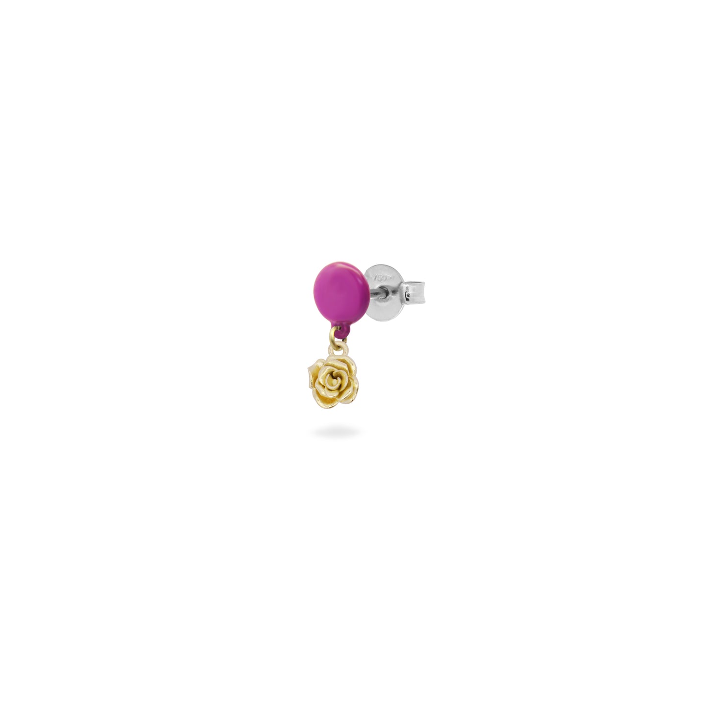 Mono-orecchino Rosa bottone vernice - ORO18KT
