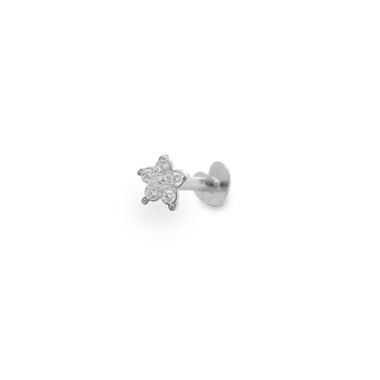 Piercing Helix Fiore bianco e Diamanti Lab Grown - ORO18KT