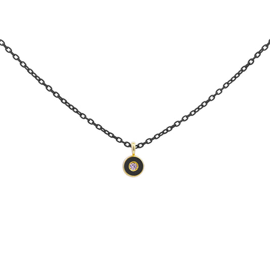 Girocollo Diamond DOT catena nera e Diamante Lab Grown - ORO18KT