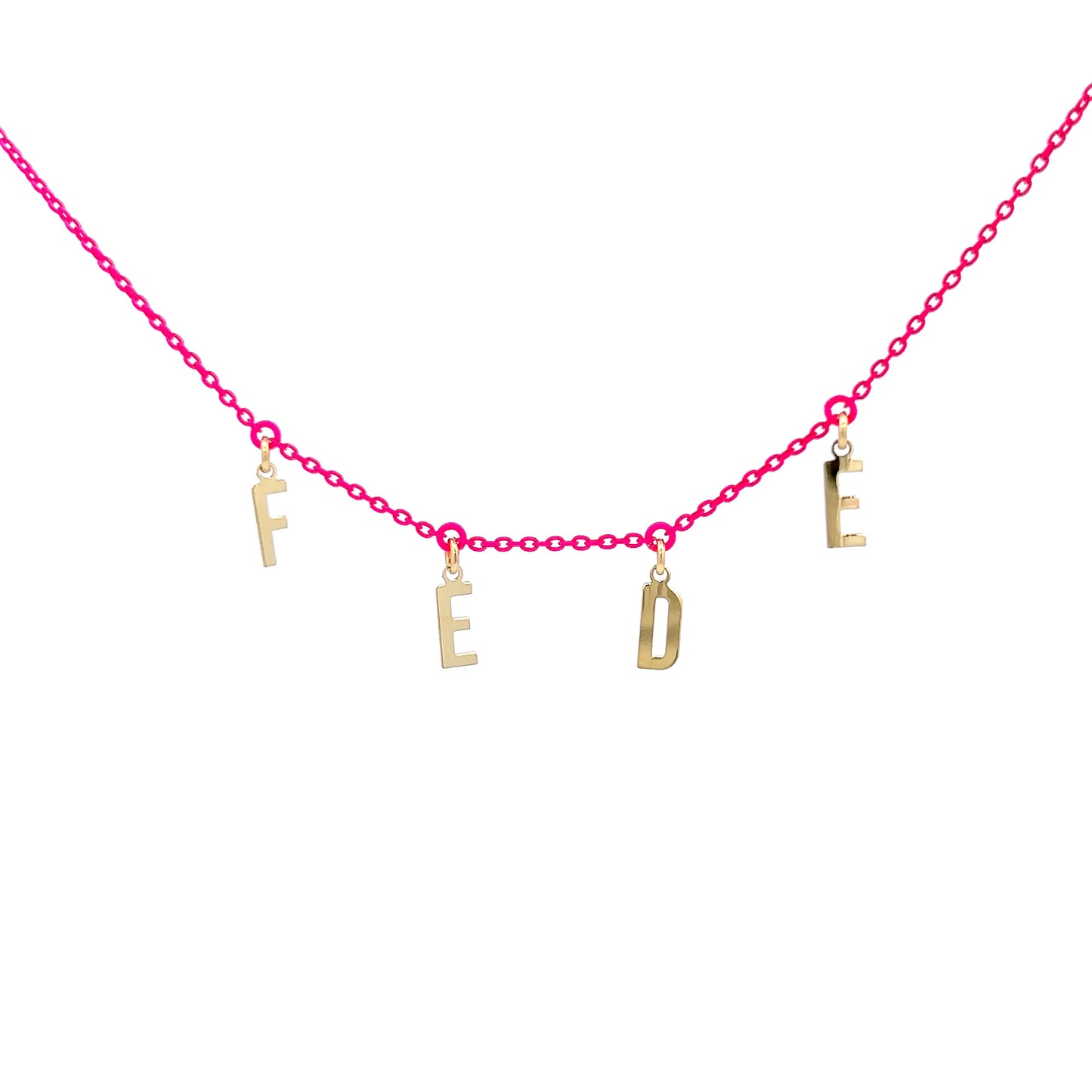 GIROCOLLO GOLDEN MATE LETTERE PERSONALIZZABILE FUCSIA FLUO – ORO18KT