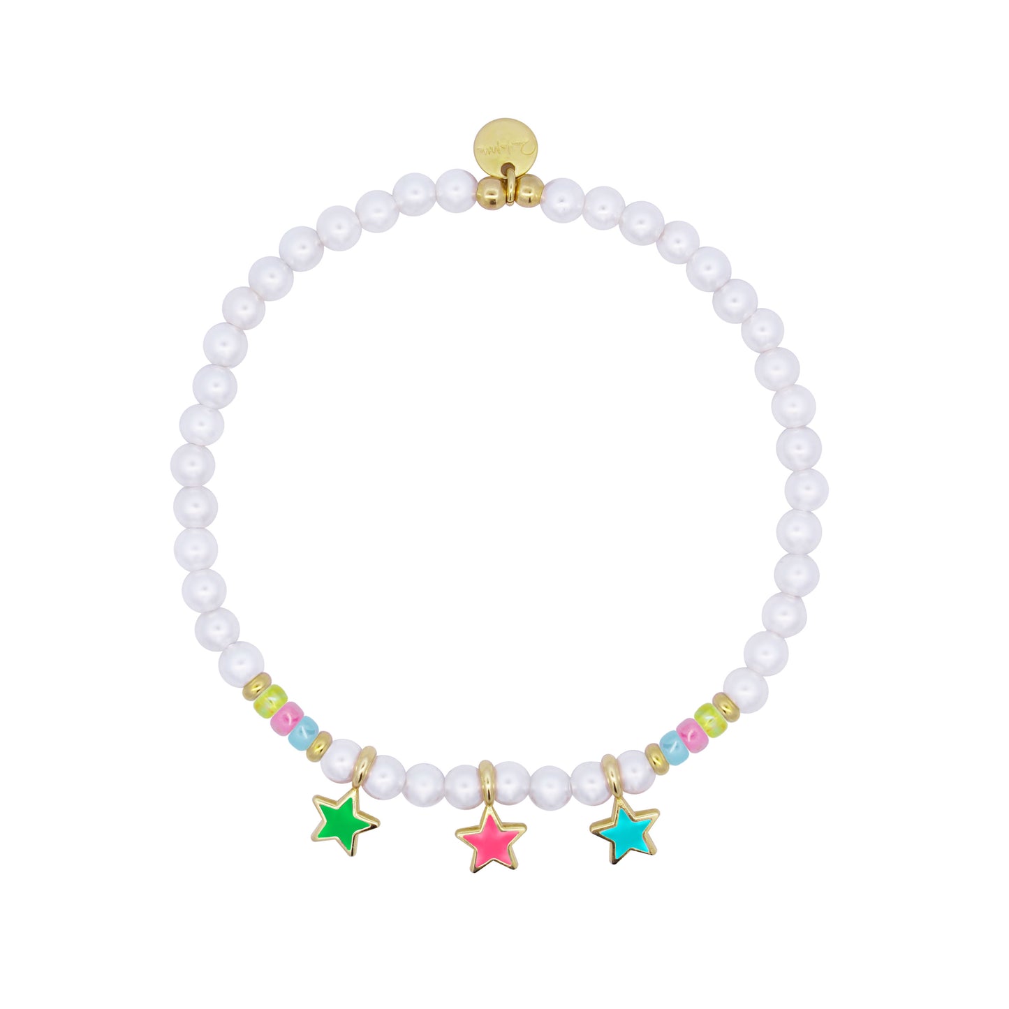Bracciale perle e tre stelle smalto colorato - ColorFUN