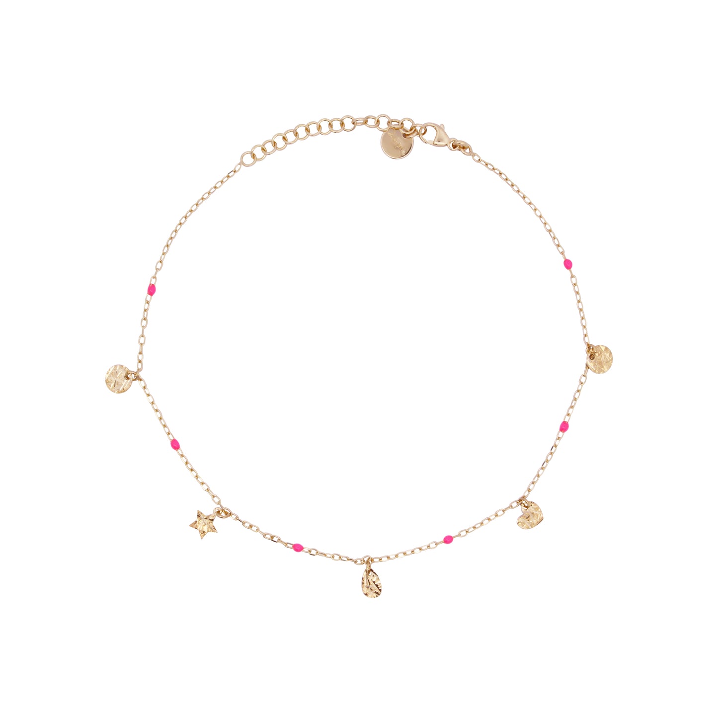 Cavigliera charms e dettaglio smalto fucsia - Anklets Mania