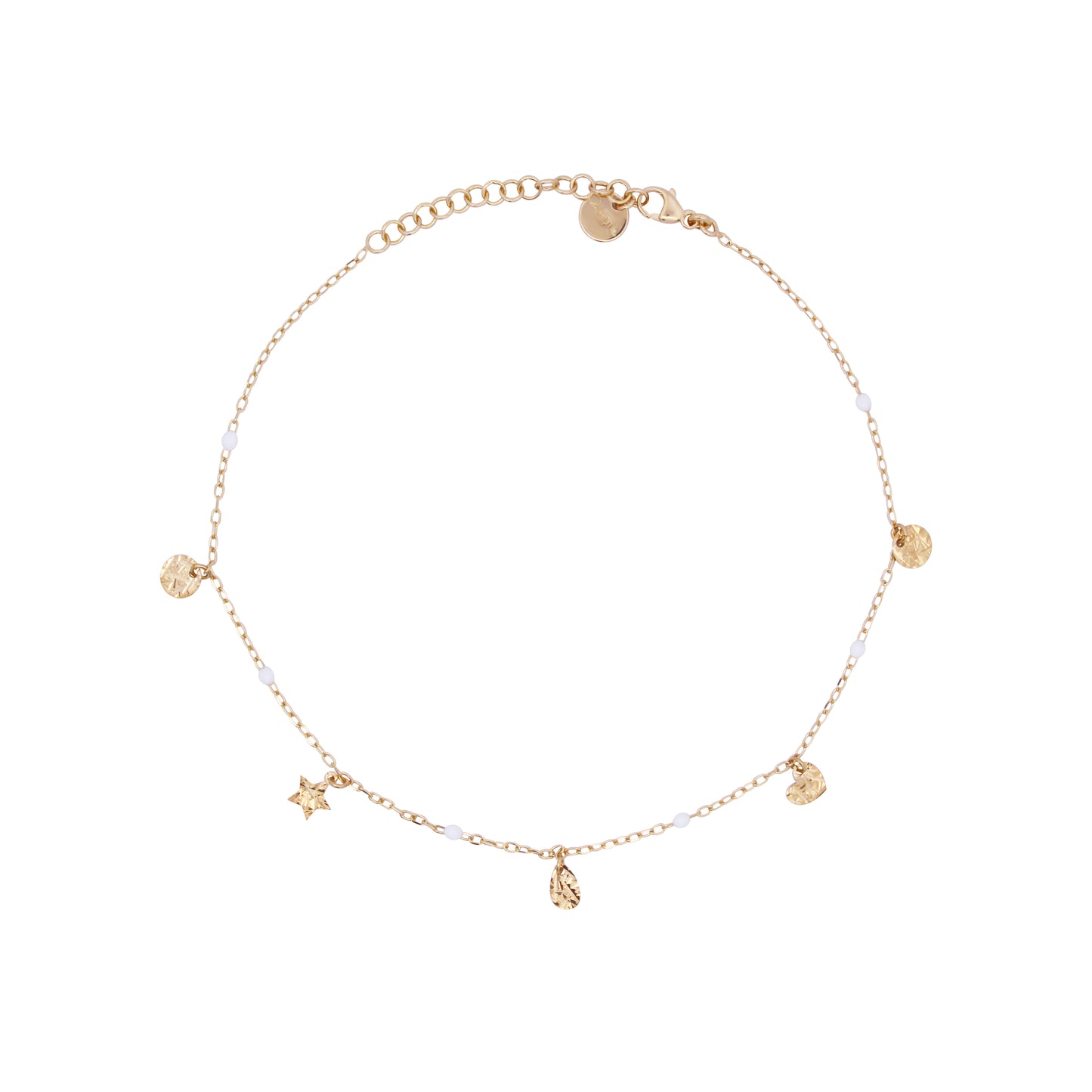 Cavigliera charms e dettaglio smalto bianco - Anklets Mania