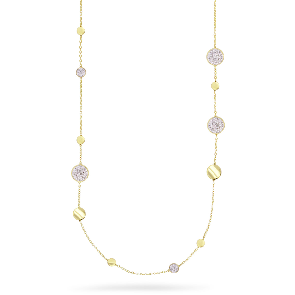 Collana Luxury BIG CIRCLE con cerchi alternati lisci e pavè - STARDUST TEN