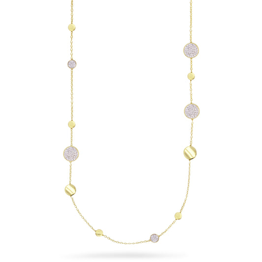 Collana Luxury BIG CIRCLE con cerchi alternati lisci e pavè - STARDUST TEN