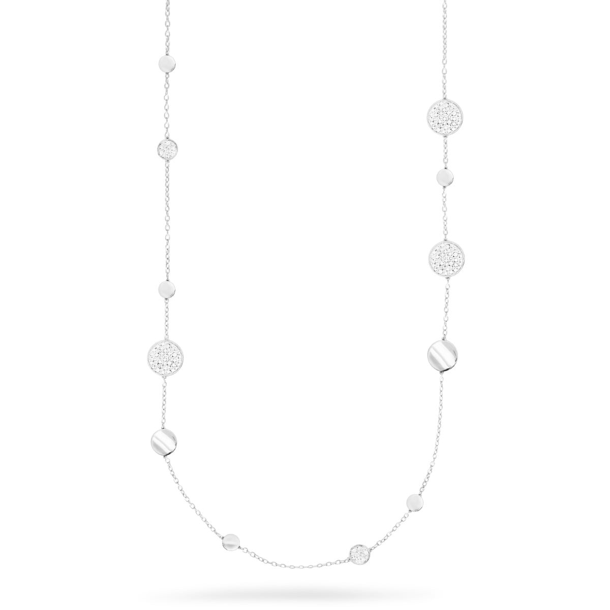 Collana Luxury BIG CIRCLE con cerchi alternati lisci e pavè - STARDUST TEN