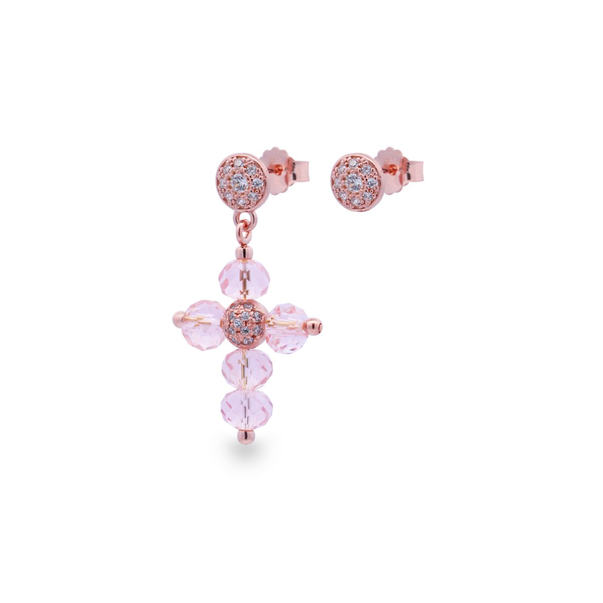 Orecchino croce Crystal Cross rosa -  Crystal Rainbow