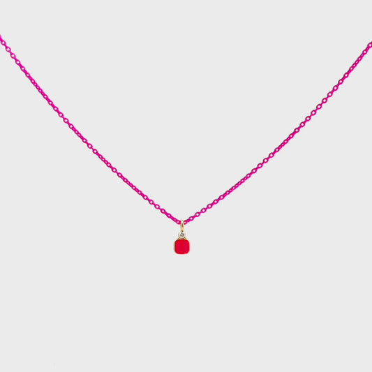 Girocollo quadrato smalto, diamante e catena con vernice - ORO18KT