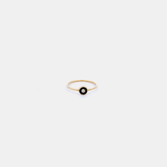 Anello fedina Diamond DOT nero e Diamante Lab Grown - ORO18KT