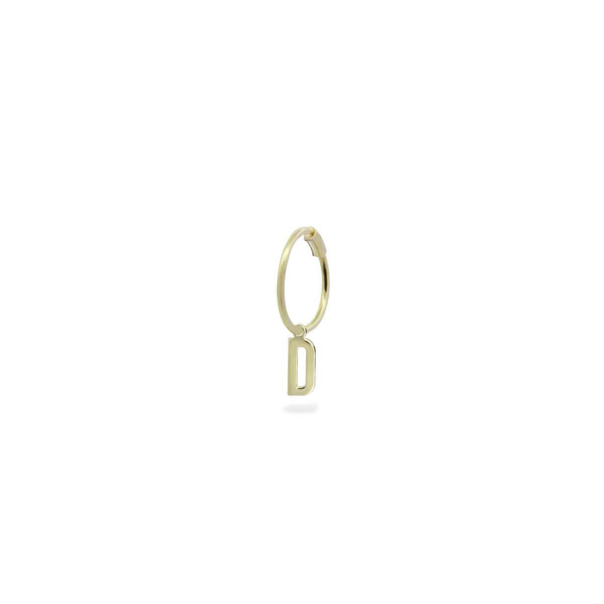 Mono-orecchino cerchio mini hoop lettera - ORO18KT