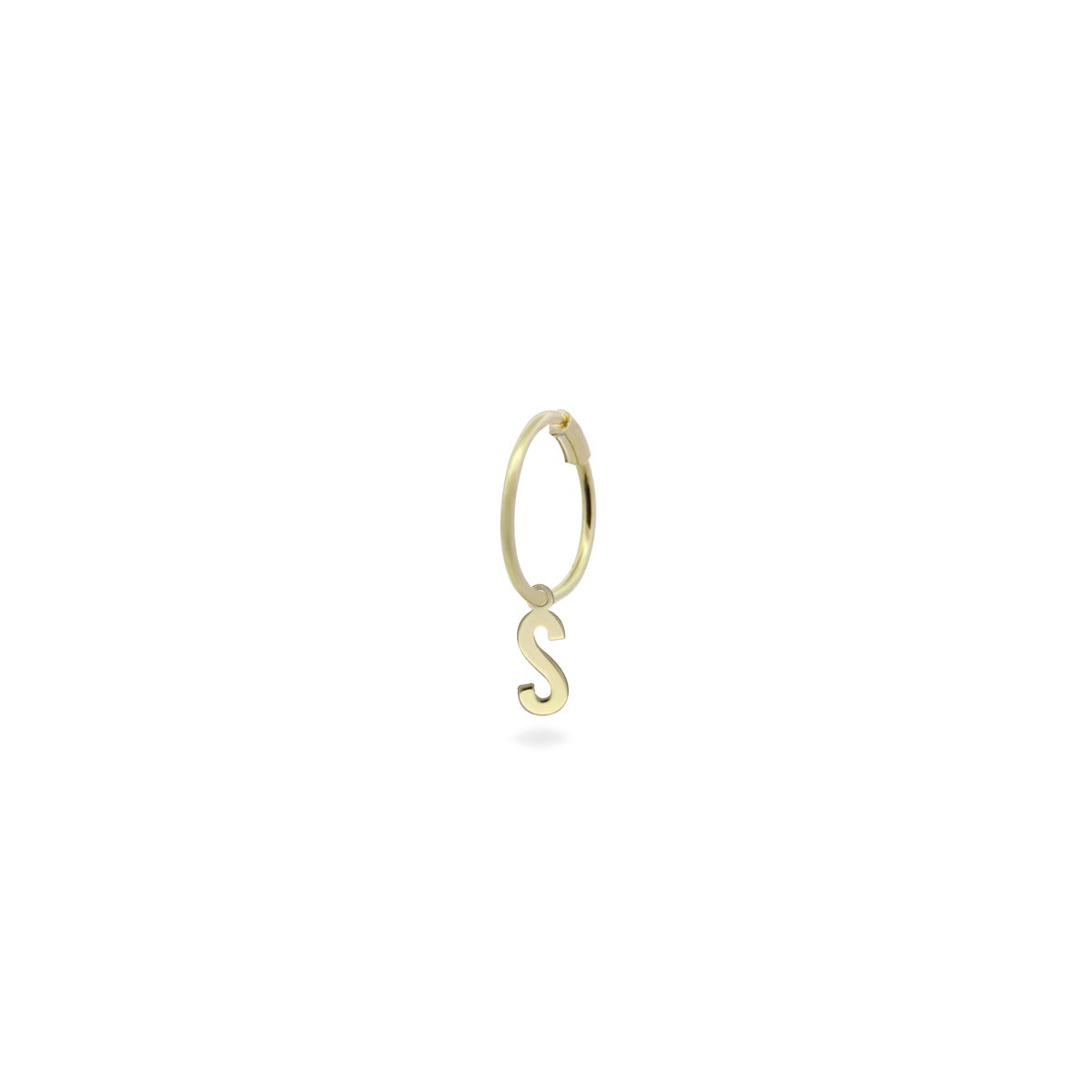 Mono-orecchino cerchio mini hoop lettera - ORO18KT