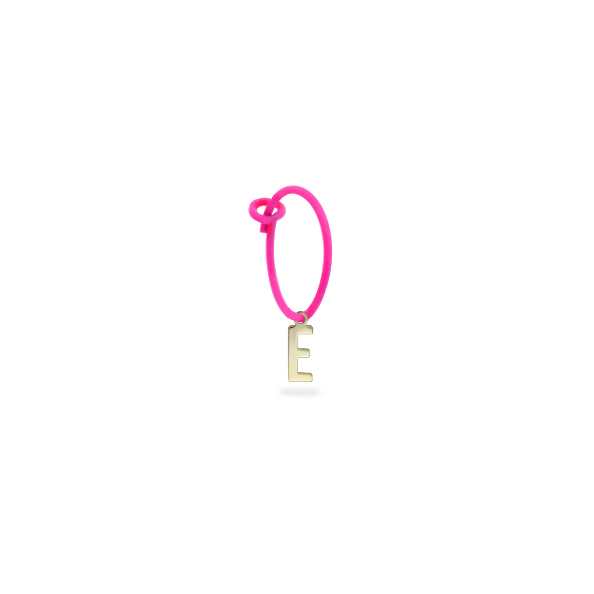 Mono-orecchino lettera hoop fucsia fluo - ORO18KT