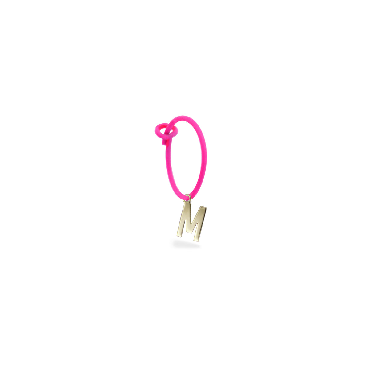 Mono-orecchino lettera hoop fucsia fluo - ORO18KT