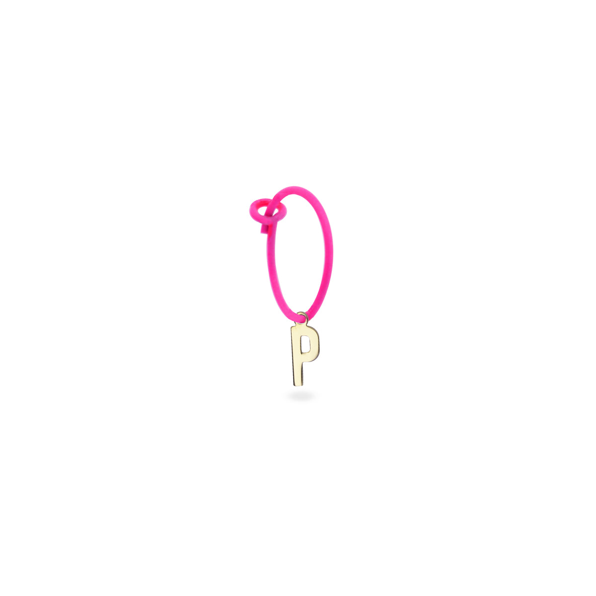 Mono-orecchino lettera hoop fucsia fluo - ORO18KT