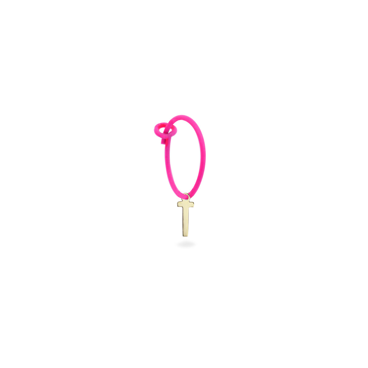 Mono-orecchino lettera hoop fucsia fluo - ORO18KT