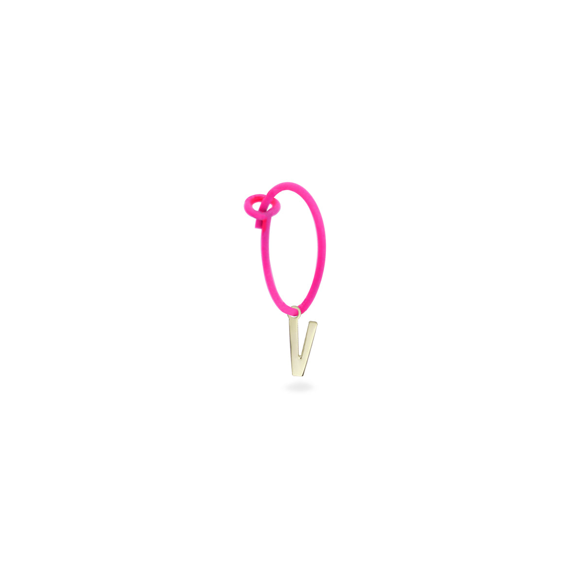 Mono-orecchino lettera hoop fucsia fluo - ORO18KT