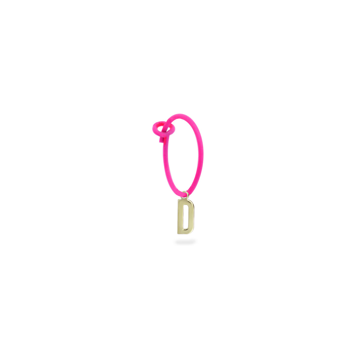 Mono-orecchino lettera hoop fucsia fluo - ORO18KT