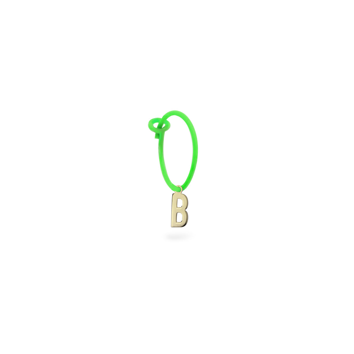 Mono-orecchino lettera hoop verde fluo - ORO18KT