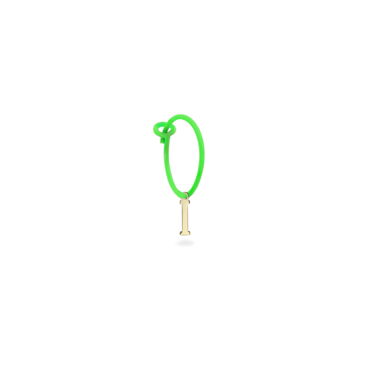 Mono-orecchino lettera hoop verde fluo - ORO18KT