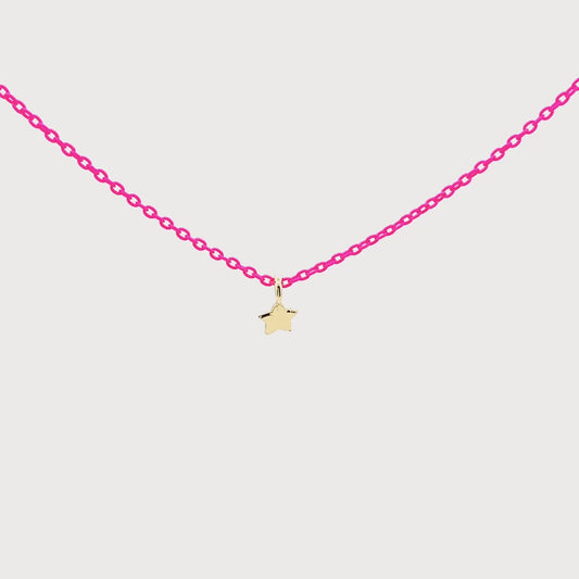 Girocollo stella Fucsia fluo - ORO18KT