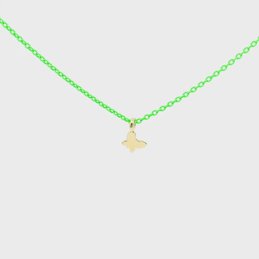 Girocollo farfalla Verde fluo - ORO18KT