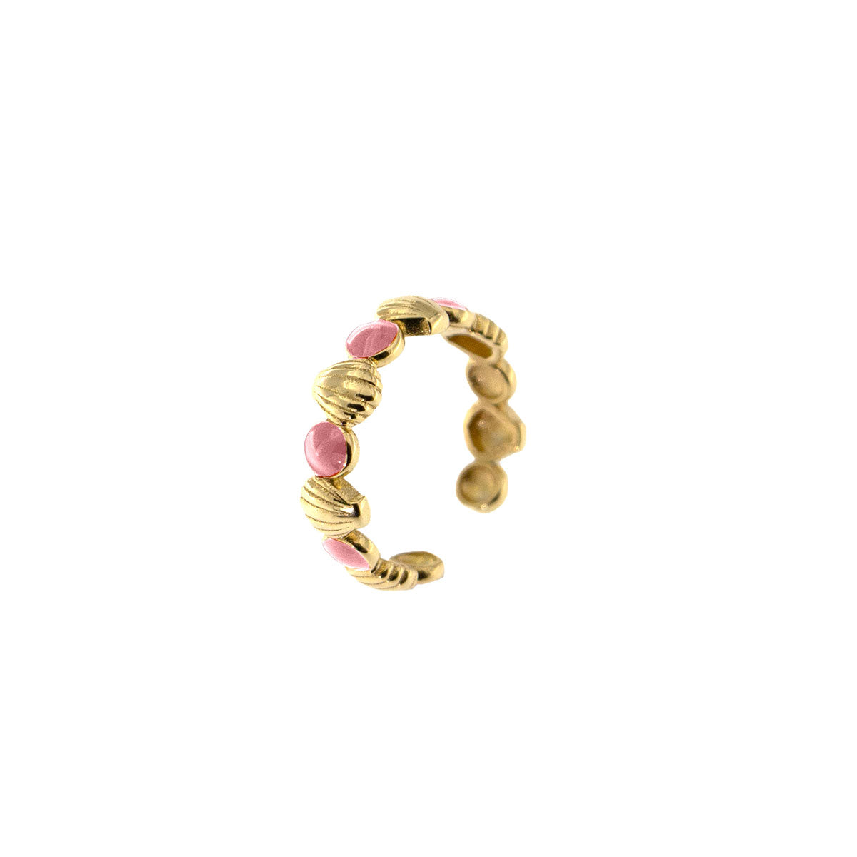 Anello Smalto Cabochon - Conchiglie Rosa