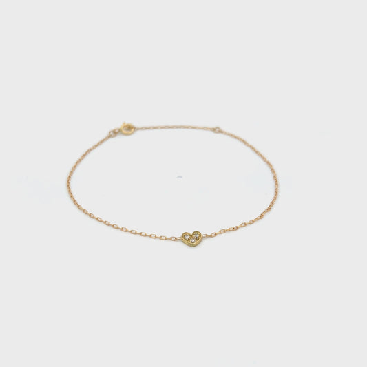 Braccialetto Cuore e Diamanti Lab Grown - ORO18KT