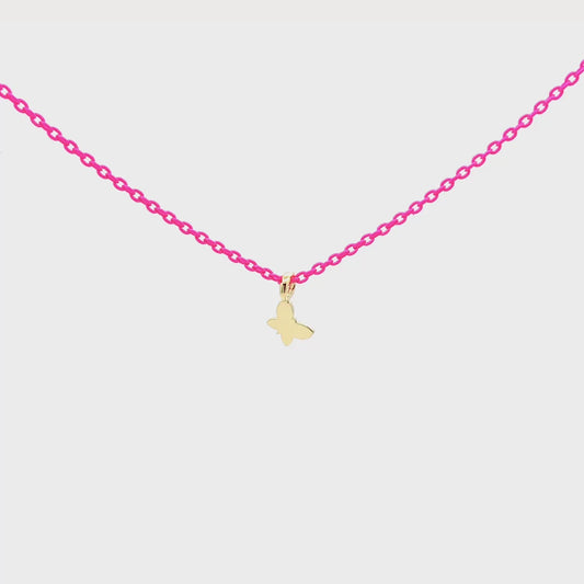 Girocollo farfalla Fucsia fluo - ORO18KT