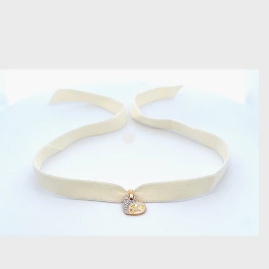 Choker con cuore - Smalto e Foglia oro